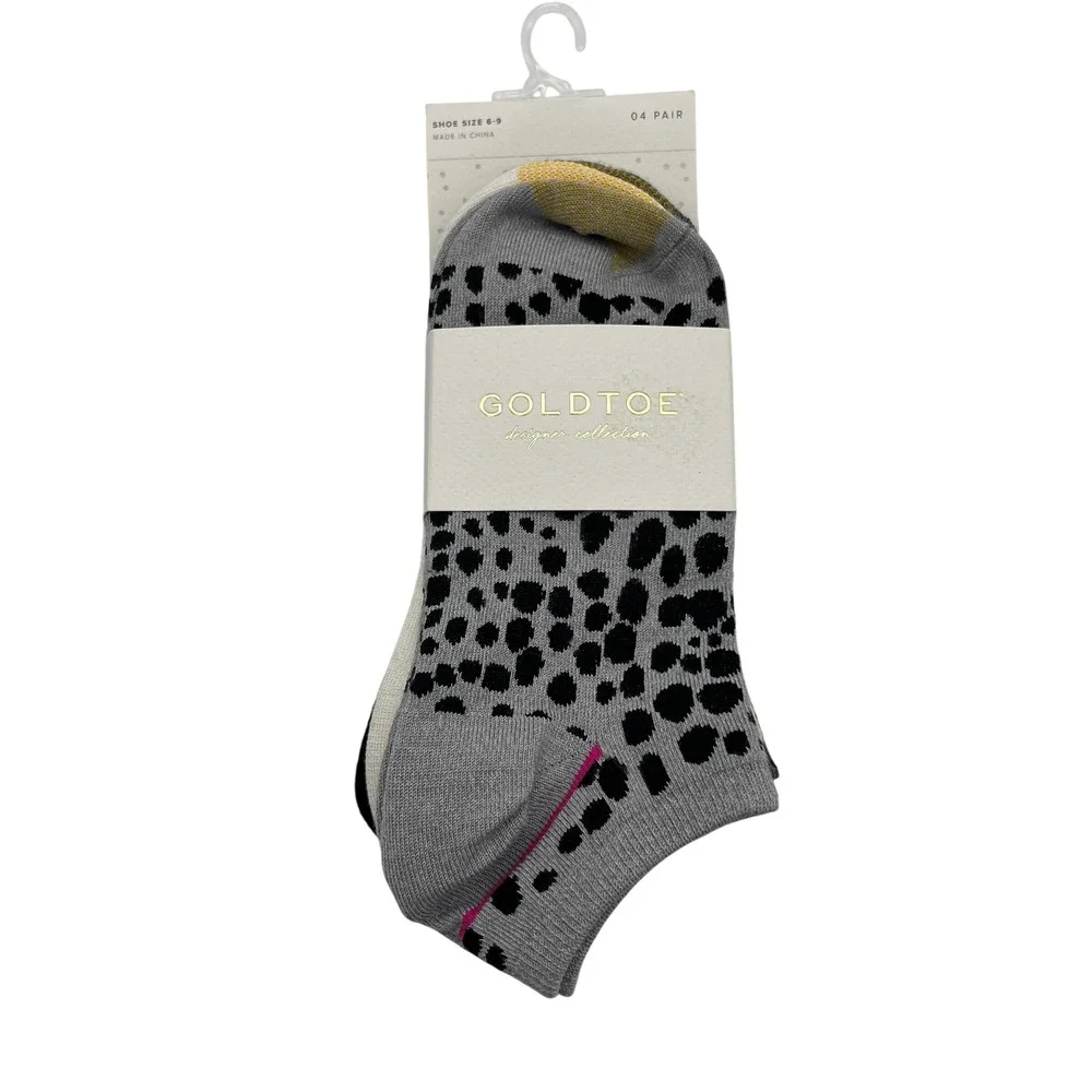 Goldtoe Socks Womens 6-9 Multi Animal Print Designer Collection 4 Pair No Show